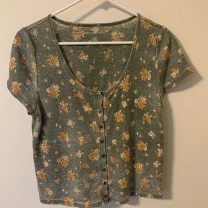American eagle green floral top